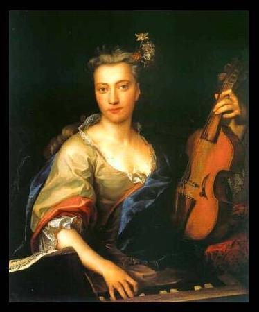 unknow artist Portrait of Young Woman Playing the Viola da Gamba oil painting image